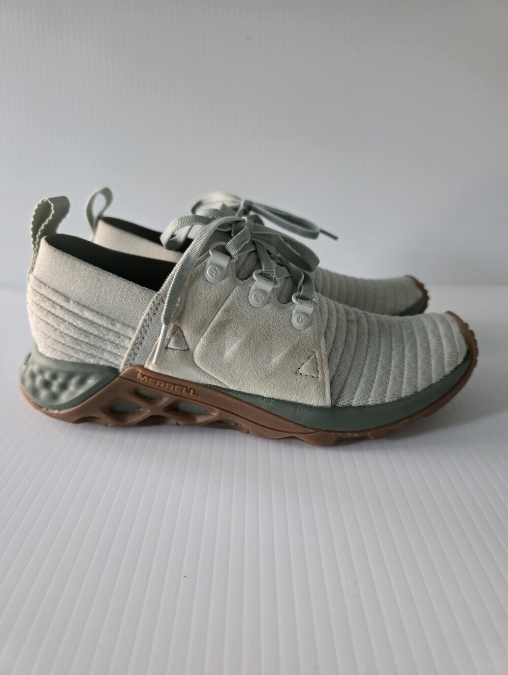 Merrell Range AC+ Womans 6.5 Foam Green Slip-On Lace Hiking Athletic  Shoe